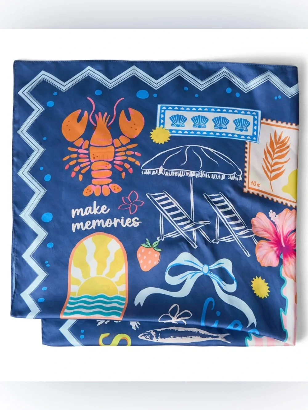 Nwt No Boundaries Navy Beach All over Print Scarf/ Bandana Top